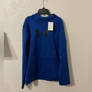 Under Armour Royal Blue Boys Armour Fleece Big Logo Hoodie Sweatshirt Size YXL